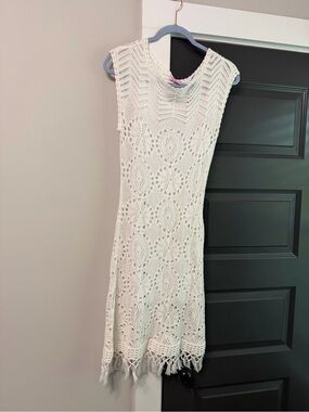 Lilly Pulitzer White Crochet Fringe Midi Dress